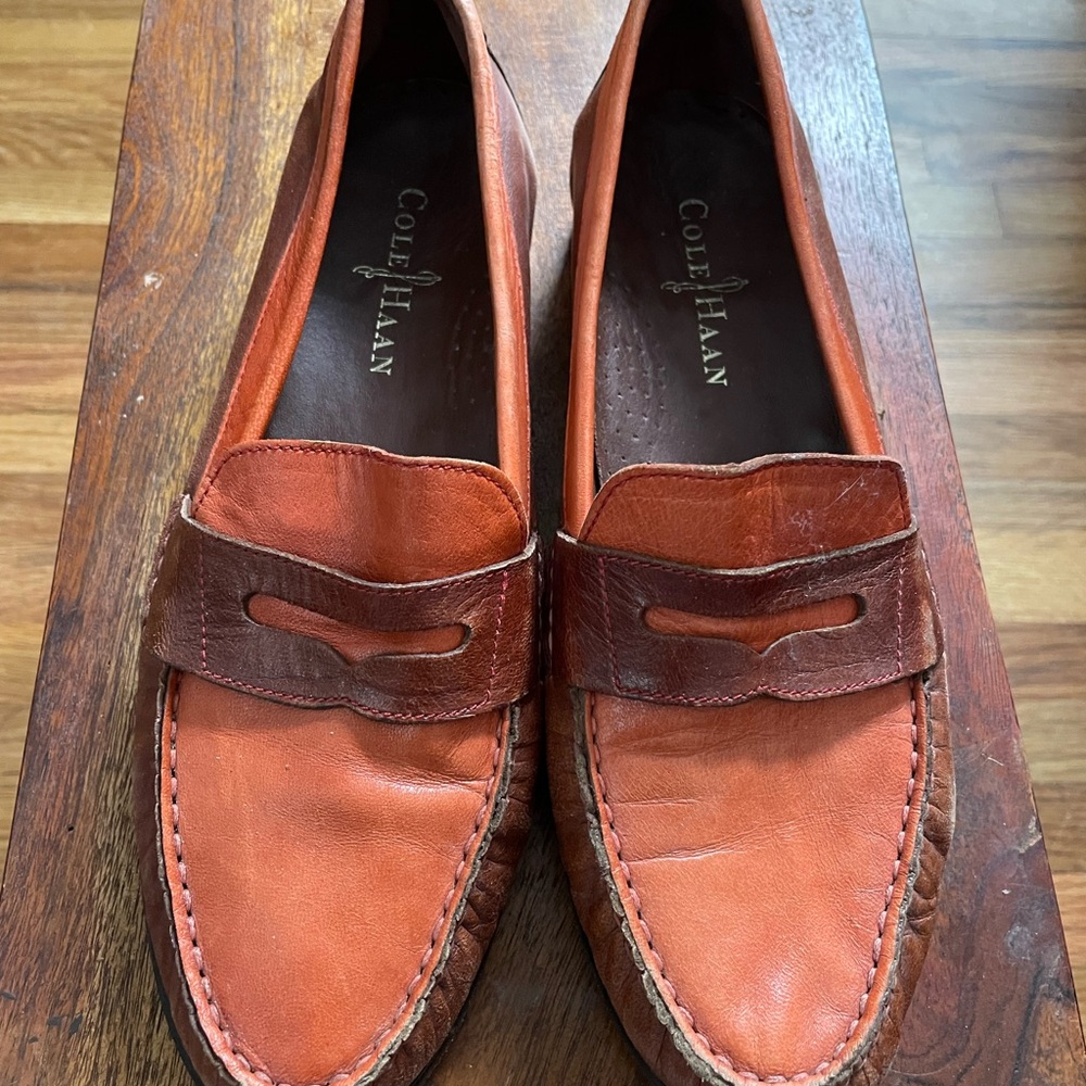 Vintage Cole Haan Orange two-tone loafers
